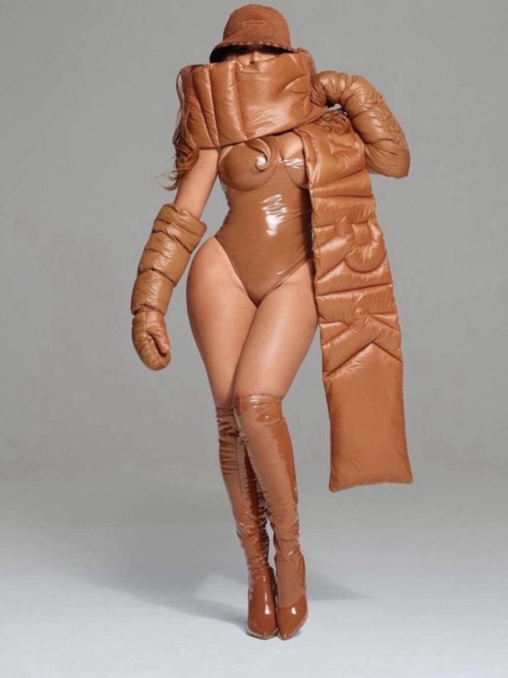 Over sized adidas ivy park Beyoncé nwt Quilted Long Scarf Puffer scarf in Tan